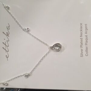 NWT Ettika Dripping Crystals Drop Necklace in Silver